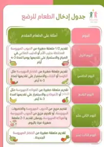 طعام الطفل من الشهر الرابع إلى السادس بالامثلة والصور (ملف شامل من د. ريهام) 4 جدول طعام الرضيع